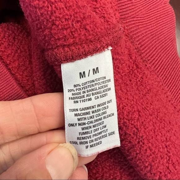 AÉROPOSTALE athletic department red hoodie with pocket, M, patchwork stitching. - Picture 13 of 14